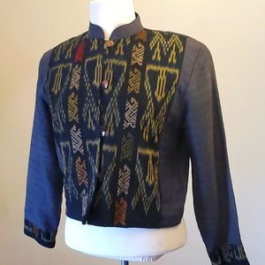 Aztek Print Crop Collared Jacket